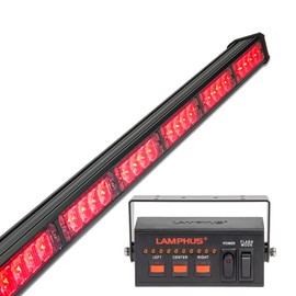 LAMPHUS SolarBlast 29" 24W Red LED Traffic Advisor Light Bar with TA Controller Box - 12V Waterproof Directional Flashing Emergency Warning Lightbar Fire Lights for Firefighter EMS Responder Vehicle