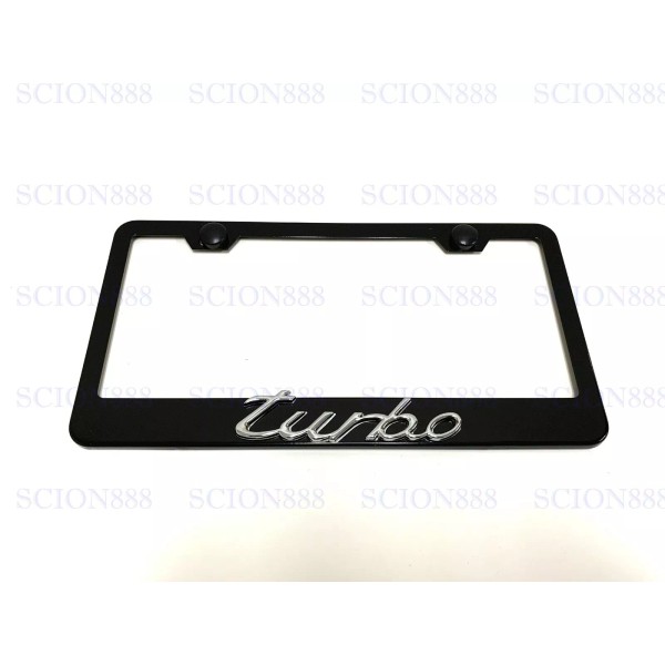 License Plate Frame 1pc 3D TURBO Emblem Badge BLACK Stainless