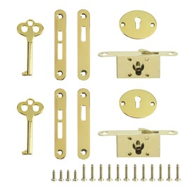 T Tulead Mini Box Locks Mortise Locks Wooden Box Locks Jewelry Box Lock Golden Keyhole Locks Furniture Locks Set of 2 with Keys, Mounting Screws