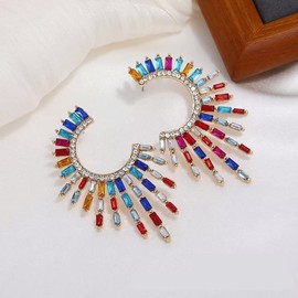 Stocking Stuffers Holiday Outfits for Women 2024 Rhinestone Earrings for Women Bridal Earrings Crystal Dangle Earring Gold Tassel Earrings Bridal Wedding Guest Dresses for Women