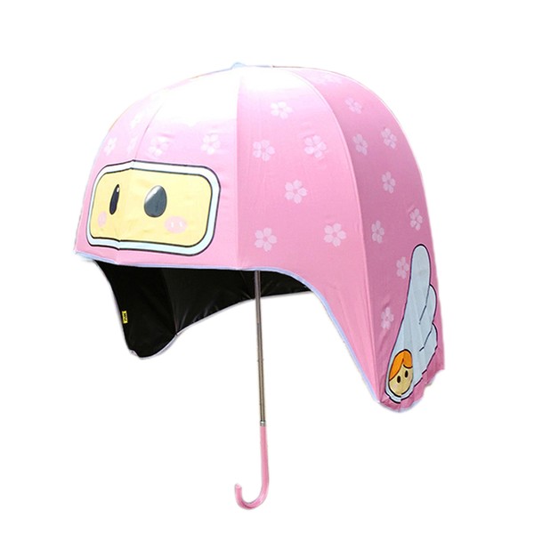 Helmet Umbrella Cartoon Pattern 10 Ribs UV Resistance Long Handle
