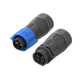 AOHUA K20 2-Pin Waterproof Connector (3-Pack) -IP67 Junction Box Quick Plug Outdoor Industrial/Aviation Wire Connectors, Male/Female for Ø6.0-13.0mm Cables (AH-K20-2002MMZ/FFZ01222)