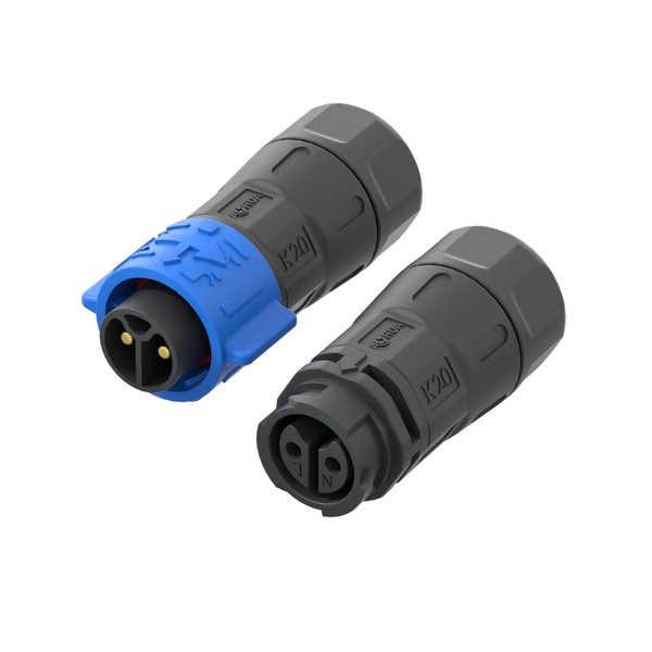 AOHUA K20 2-Pin Waterproof Connector (3-Pack) -IP67 Junction Box Quick