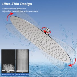 NearMoon Rain Shower Head, Ultra-Thin Design-Pressure Boosting, Awesome Some Experience, High Flow Stainless Steel Rainfall Head (16 Inch, Brushed Nickel)