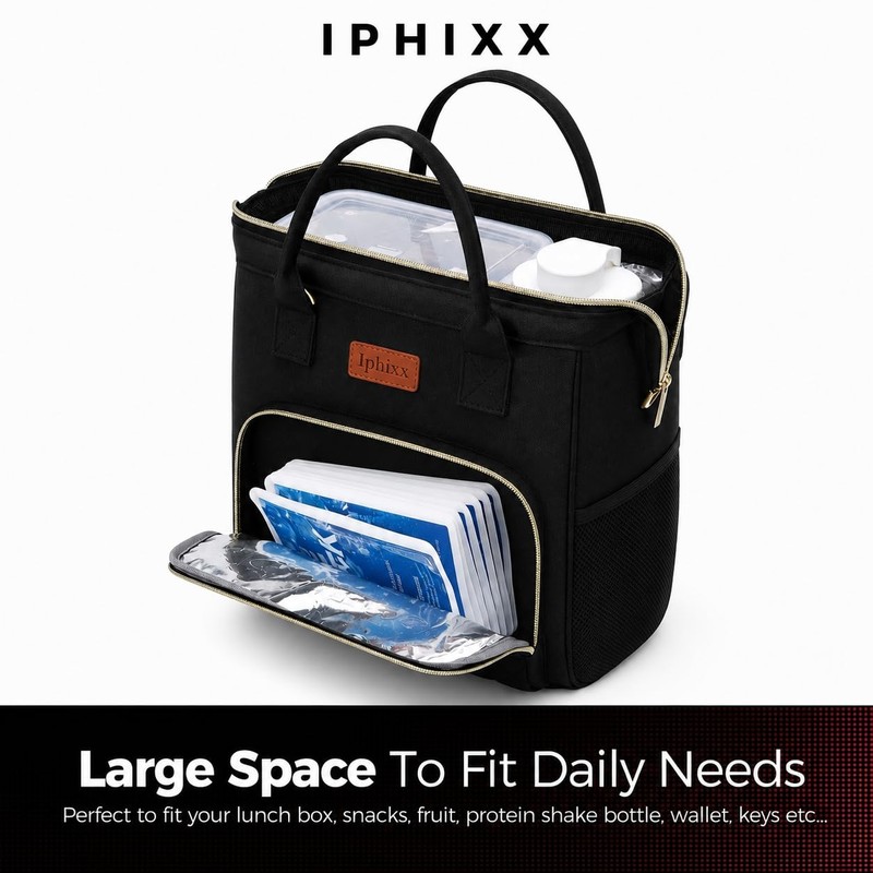 iPhixx Insulated Lunch Bag for Women, Lightweight Reusable Lunch Tote