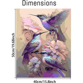 MjhRcll Paint by Numbers for Adults,Hummingbird Paint by Number for Adults Beginner,Paint by Numbers Canvas for Home Wall Decor Inch16X20