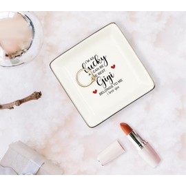 WODMIS Gigi Gifts Ceramic Jewelry Tray Dish, Grandma Mimi Gifts, Gigi Gift for Nana from Granddaughter Grandson, Mothers Day Birthday Gifts for Grandma Grandmother Jewelry Plate Ring Trinket Dish 308