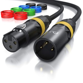 CSL - 10 m Microphone Cable - XLR Male to XLR Female - Audio Cable - 4 Colour Rings Each - Red Blue Yellow Green - OFC Oxygen-Free Copper - for Microphones HiFi Mixer Speaker - Shielded - Flexible