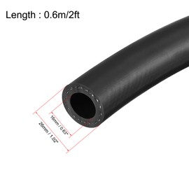 sourcing map 16mm ID Fuel Line Hose, 26mm OD 2ft Black Oil Hose for Small Engines