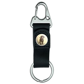 Chocolate Lab Labrador Puppy Dog Crown Necklace Keychain with Leather Fabric Belt Clip-On Carabiner