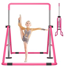 DOBESTS Gymnastics Bar, Adjustable Height Gymnastic Horizontal Bars, Kids Folding Expandable Gymnastic Training Kip Bar, Gymnastics Training Equipment for Home Gym Indoor Garden Outdoor