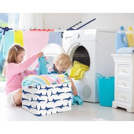 NTAOHAMPER Rectangular Storage Basket,Collapsible Gift Basket with Handles,Kids Toys/Books Box,Room Decor(Shark)