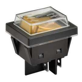 Heschen High Current Rocker Switch, 30A 250VAC, ON-OFF 2 Position, DPST, 4 Terminals, Orange Light, T125, with Waterproof Cover (3, Orange)