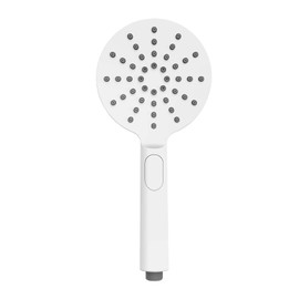 WENKO Shower Head Design, White, Durable Universal Hand Shower, Stylish Shower Head with 3 Jet Types and Comfortable Push Button Adjustment, Easy Limescale Cleaning, High-Quality Plastic, Diameter 12