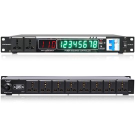 Ps-08LED 10 Outlet Power Sequencer Conditioner, 3000W professional audio digital power controller voltage regulator w/voltage readout, USB, big digital display, home theater stage/studio use