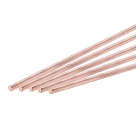sourcing map 5 Pack Pure Copper Round Rod 2mm/0.08 Inch Diameter 250mm/10 Inch Length Solid Copper Rod Lathe Bar Stock for DIY Metal Craft Metal Working Hobbies