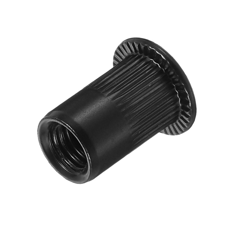 sourcing map M6 Rivet Nuts Carbon Steel Knurled Flat Head