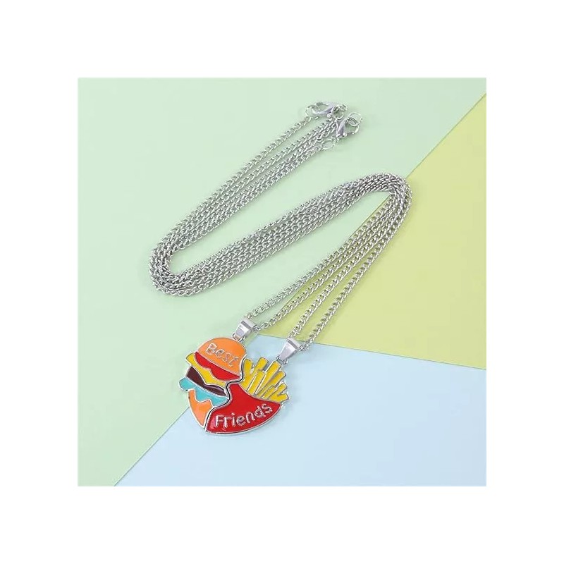 Deluxe Set 2 Cadenas Dijes Mejores Amigos Best Friends Hamburguesa