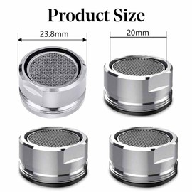 4 Pcs Water Saver Spout Filter Mesh Tap Head - Faucet Aerator Replacement Parts Insert Nozzle for Kitchen Bathroom Shower Sink, 24mm Tap Filter Nozzle, Flow Regulator, Silver