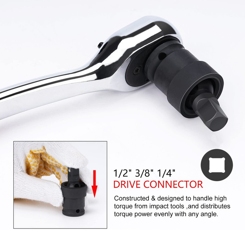 nutmanel Impact Universal Joint Socket Set, Swivel Socket Set, 1/4"