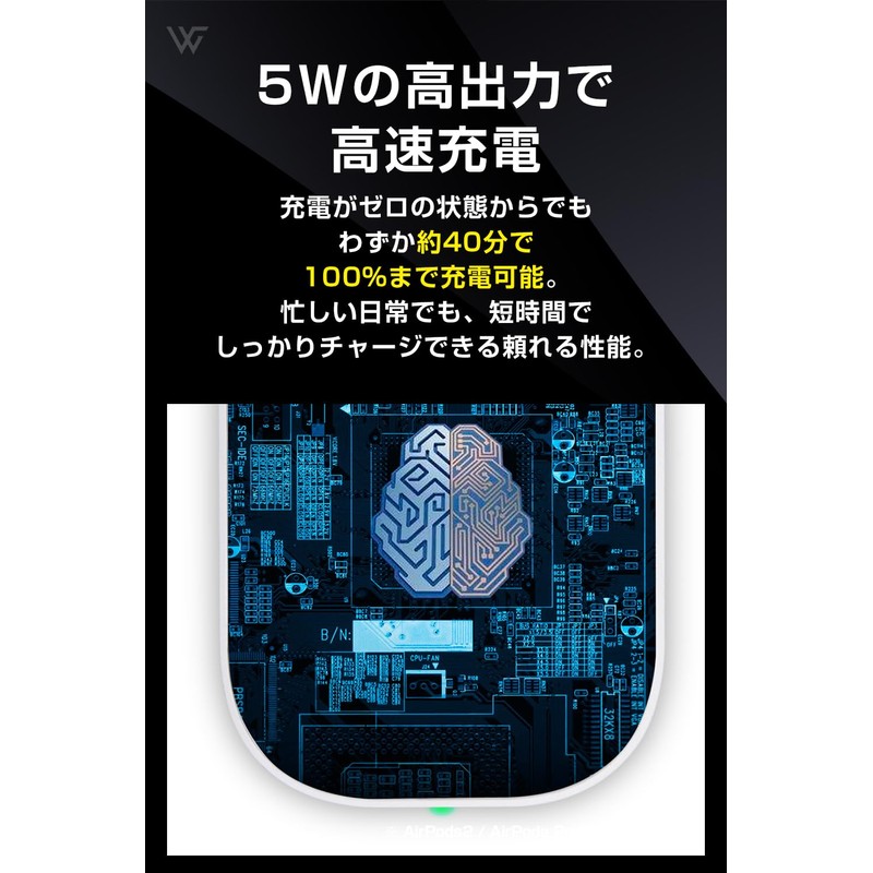 WORLD GADGETS Charger, Compatible with AirPods Pro 2, Wireless, Japanese