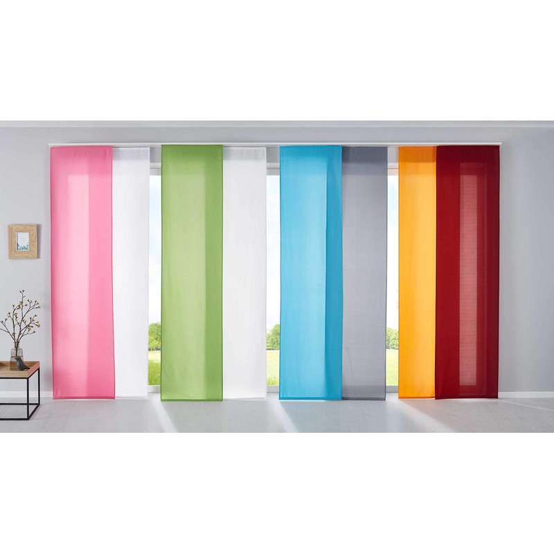 Set of 2 Sliding Curtains, Panel Curtains, Microfibre Curtain, Sliding