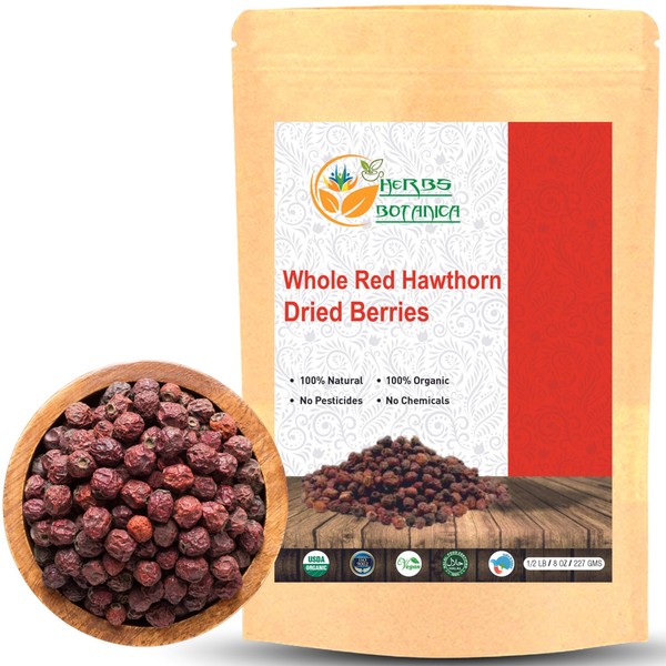 Herbs Botanica Dried Hawthorn Berries Hawthorne Berries/Crataegus Sanguinea Superfood for a Healthy Heart, Nature's Remedy, Harvested with Care Dried Hawthorn Berries Non GMO 1/2 lb / 8 oz