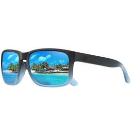 MAXJULI Polarized Big Sunglasses for Men and Women,UV400 Protection Sun Glasses,Ideal for Driving Cycling and Running(Black-Blue/Blue)