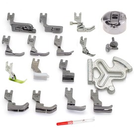 Industrial Sewing Machine Presser Foot Kit 19Pcs Set, Design for Singer 188K 191D 195K 196K, JUKI DDL-5550 DDL-5600 DDL-8300 DDL-8500