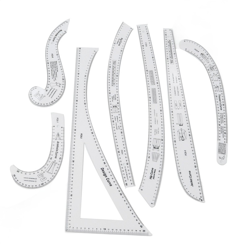 7Pcs Sewing Ruler Tailor Set Clear High Accuracy Scale Fashion