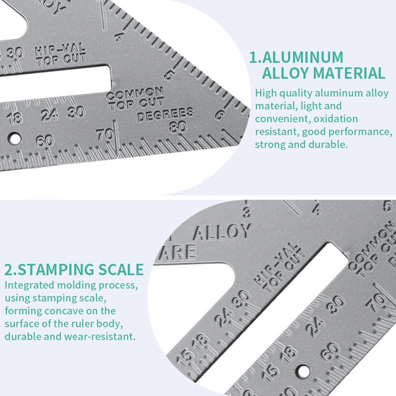 Square Protractor Miter Aluminum Alloy Triangle Metric Imperial Square Measurement