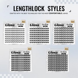 AiryCute LengthLock Collection | Lash Clusters Luna Glosa Viva Velure Flaunt 8mm-16mm Ultra-Dense Waterproof Long-Lasting DIY Lashes for Flawless Look:_Glosa_10mm