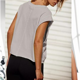 Ainangua Oversized Tank Top for Women Sleeveless Athletic Cropped Activewear Workout Yoga Gym Tops(Gray,S)