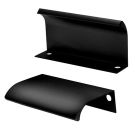 Qjaiune Black Back Mount Finger Edge Pull 80mm/3.15", Aluminum Hidden Handle Concealed Tab Pulls for Home Kitchen Living Room Door Drawer Cabinet (4Pcs)