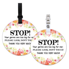 Stop, No Touching Baby Safety Signs - 2 Pack Flower Tags for Car Seat & Stroller (5 Inches)