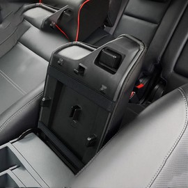 INTGET Funda para reposabrazos de consola central para Ford Ranger 2019 2020 2021 2022 2023 interior de piel para consola media de asiento de perro, funda de asiento de perro, protector de tapa de reposabrazos (costuras negras)
