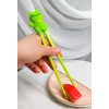 Green Maneki Neko Lucky Cat Reusable Training Chopsticks Set W/