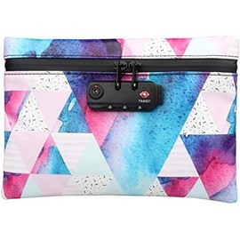 Smell Proof Bag with Lock, Combination Lock Zippered Odor Proof Pouch, Multi-Layer Carbon Mesh Bag Container for Travel Stash Storage (Colorful)