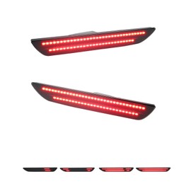 AreLokpri Dynamic Rear Side Marker Lights Compatible With 2015-2023 Ford Mustang Assembly, Side Bumper Marker Reflectors Lamp, Dual Rows Driver & Passenger Side Bumper Lights, Red Smoked Lens 2PCS