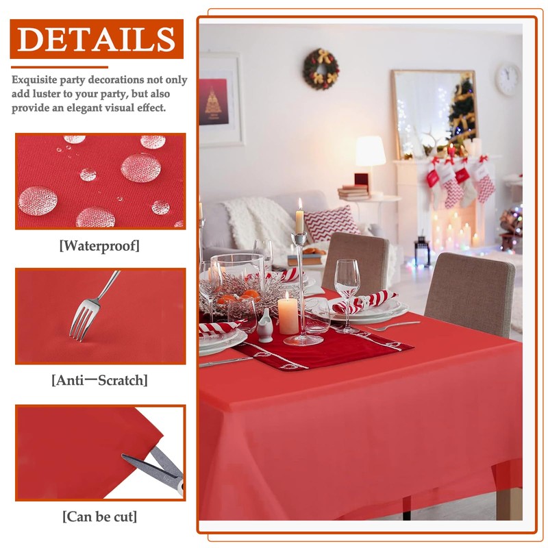 XHDA 6 Pack Red Party Table Cloth 54" x 108",