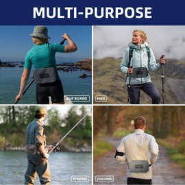 THURSO SURF Waterproof Fanny Pack Dry Bag Floating Pouch Bag Adjustable Waist Strap Keep Your Phone and Valuables Safe/Dry SUP Accessories for Kayaking Paddle Board Snorkeling Boating Grey