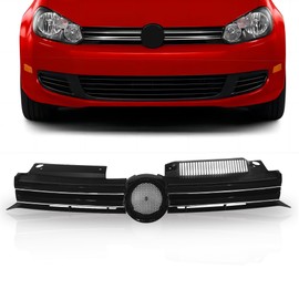 PartsFlow Black Sport Grille W/Chrome Trim For 2010 2011 2012 2013 2014 VW Mk6 Golf GTI Jetta Sportwagen