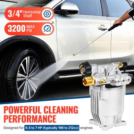 YAMATIC Pressure Washer Pump 3/4" Shaft Horizontal Power Washer Pump Max 3200 PSI 2.5 GPM Replacement Pump with 5 Nozzles Compatible with Simpson 90028, 90029, MSH3125, 520006, Honda GC190 GC160