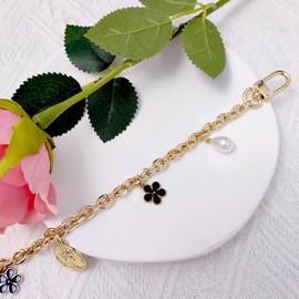 Nalefow Purse Extender Chain Pearl Cherry Purse Chian Strap Replacement Short Chain Straps, Metal Flower Heart Purse Strap Extender