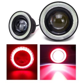 Kstyle Red 2.5 LED Fog Light Universal with Squid Ring 30w High Performance COB Waterproof Left and Right 2pcs Set (2.5"-64mm)