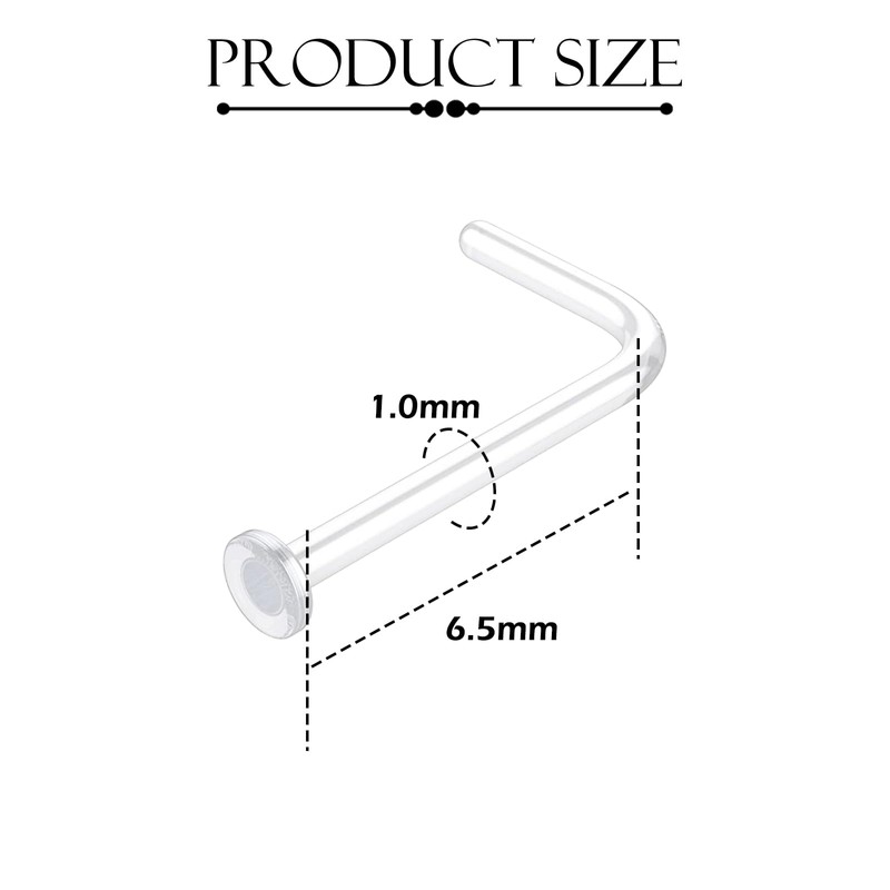 AceFun 18g Clear Nose Studs for Work School L Shape