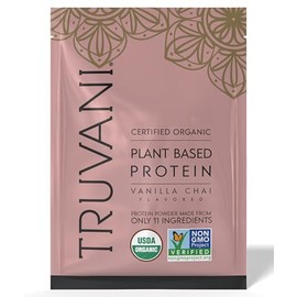 Truvani- Proteína Vegana de Guisante en Polvo  Vainilla Chai  20g de Proteína Orgánica a Base de Plantas  1 Porción  Keto  Glu                        