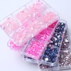 1 Box Glitter Flatback Crystal Rhinestones Gems Clear Pink Resin