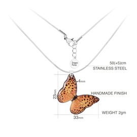 Handmade Delicate Flower Butterfly Pendant with Adjustable Chain Jewellery (Style 21 - Dark Orange)