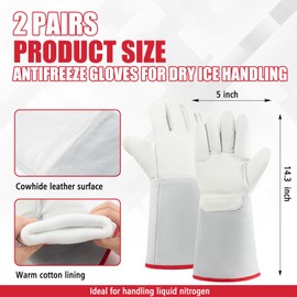 Teenyyou 2 Pack Cryogenic Gloves -482℉/-250℃ or Above Antifreeze Gloves 14.3'' Liquid Nitrogen Protective Gloves Low Temperature Resistance Safety Gloves Liquid Nitrogen Sponge and Cotton Inner